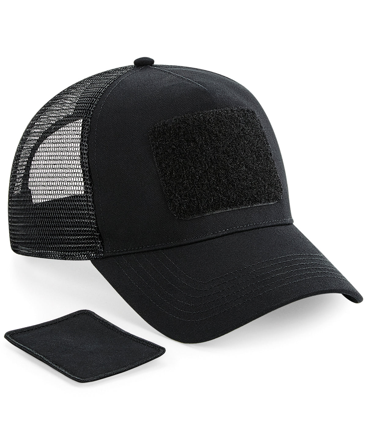 Tryck din logga på Kepsar från Beechfield - Anpassa Trucker med snapback och lapp i färgen Svart One Size för företag, föreningar och privatpersoner