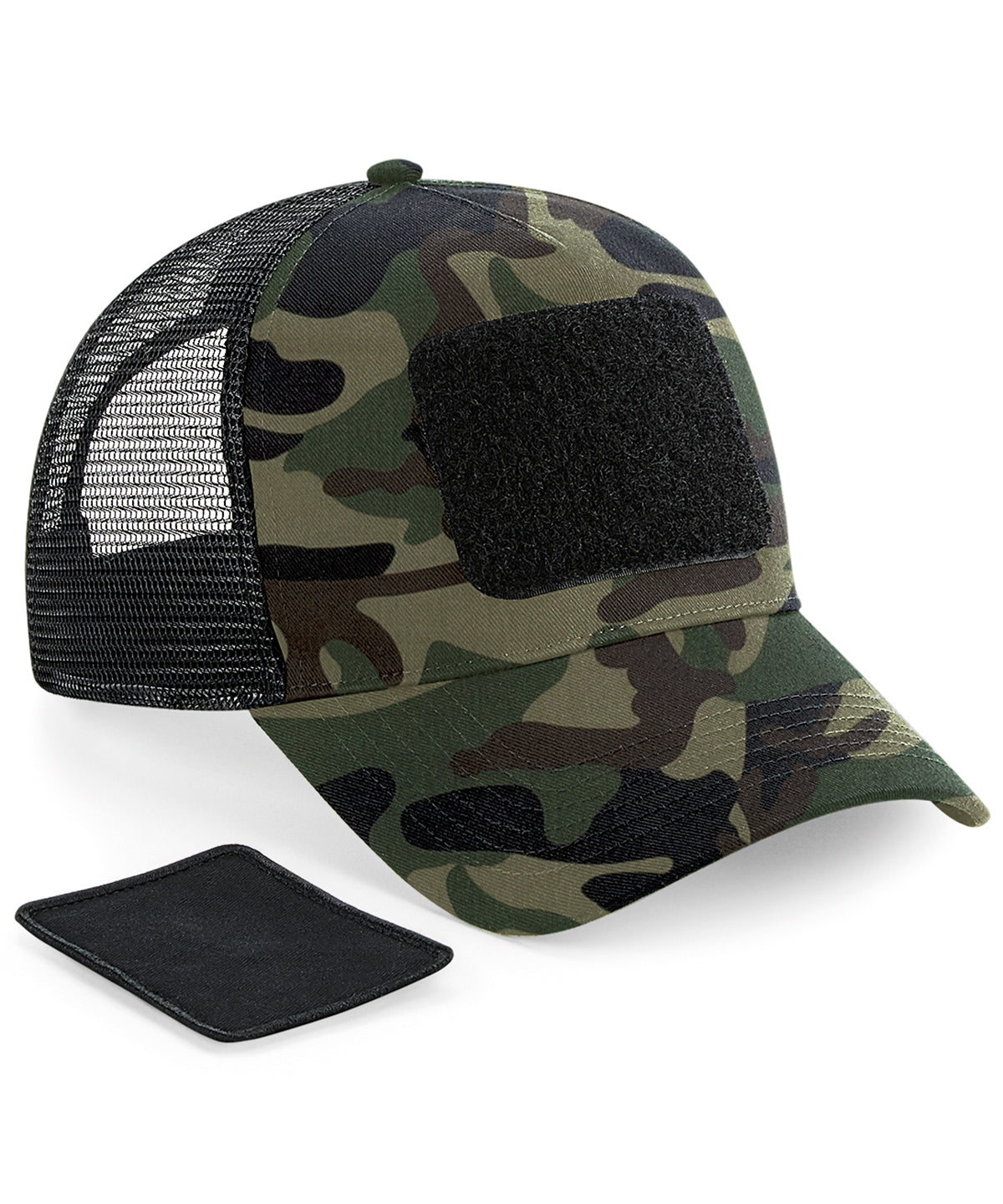 Tryck din logga på Kepsar från Beechfield - Anpassa Trucker med snapback och lapp i färgen Kamouflage One Size för företag, föreningar och privatpersoner