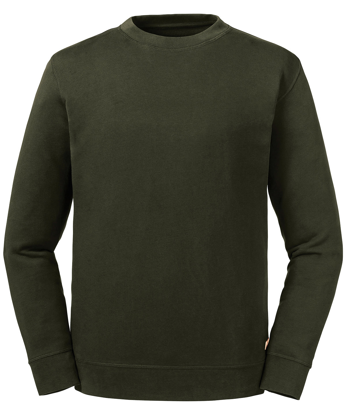 Tryck din logga på Sweatshirts från Russell Europe - Anpassa Russell Europe - Sweatshirt i Ren Ekologisk Bomull i färgen Oliv för företag, föreningar och privatpersoner