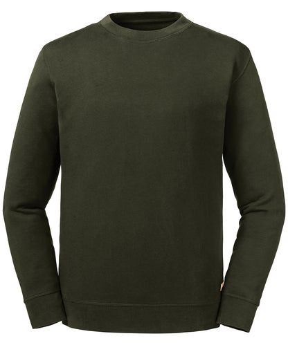 Tryck din logga på Sweatshirts från Russell Europe - Anpassa Russell Europe - Sweatshirt i Ren Ekologisk Bomull i färgen Oliv för företag, föreningar och privatpersoner