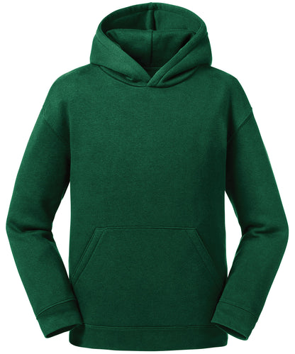 Tryck din logga på Hoodies från Russell Europe - Anpassa Russell Europe - Äkta Hoodie för Barn i färgen Djup grön för företag, föreningar och privatpersoner