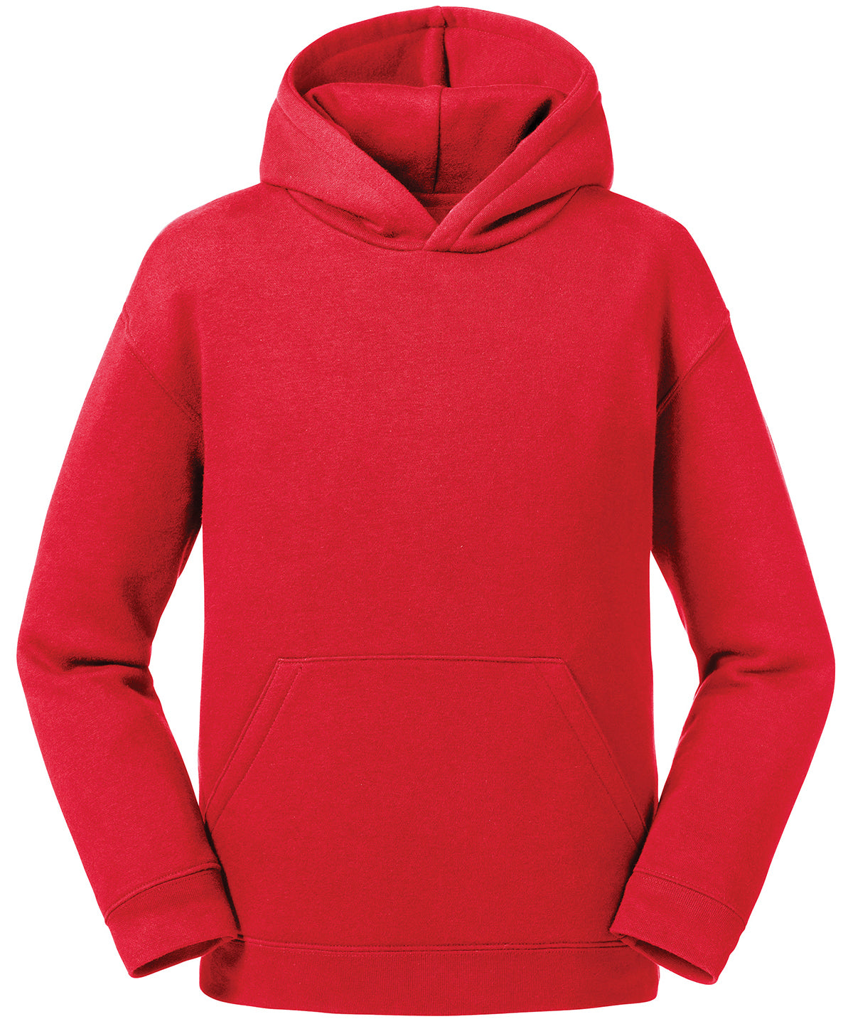 Tryck din logga på Hoodies från Russell Europe - Anpassa Russell Europe - Äkta Hoodie för Barn i färgen Mellan röd för företag, föreningar och privatpersoner