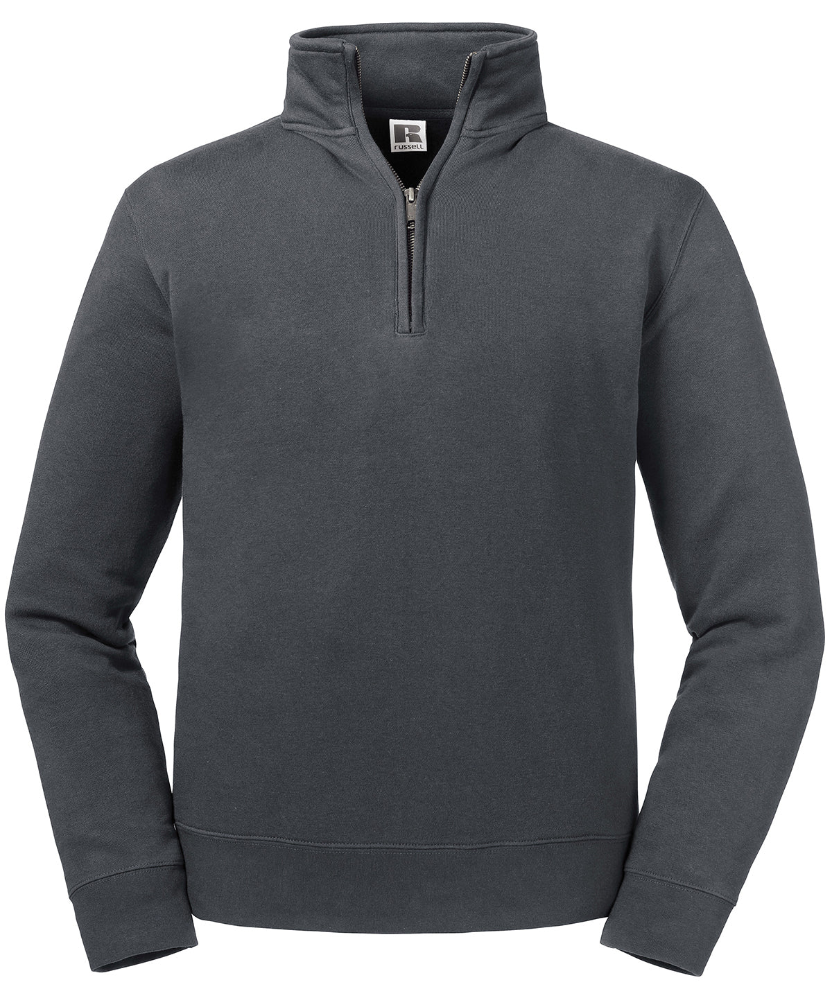 Tryck din logga på Sweatshirts från Russell Europe - Anpassa Russell Europe - Sweatshirt med Autentisk Dragkedja i färgen Mörkgrå för företag, föreningar och privatpersoner