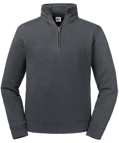 Tryck din logga på Sweatshirts från Russell Europe - Anpassa Russell Europe - Sweatshirt med Autentisk Dragkedja i färgen Mörkgrå för företag, föreningar och privatpersoner