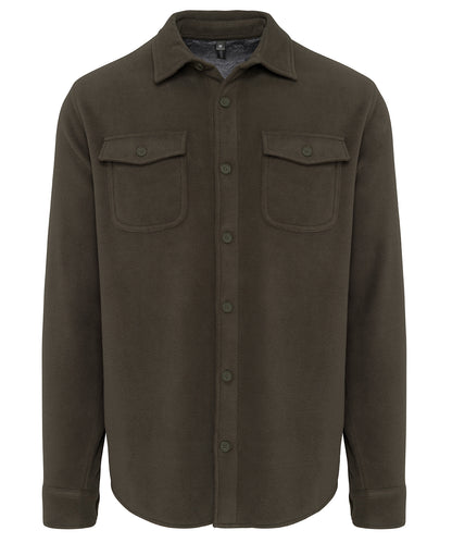 Tryck din logga på Skjortor från Kariban - Anpassa Sherpafodrad fleeceovershirt i färgen Khaki för företag, föreningar och privatpersoner
