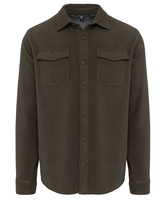 Tryck din logga på Skjortor från Kariban - Anpassa Sherpafodrad fleeceovershirt i färgen Khaki för företag, föreningar och privatpersoner