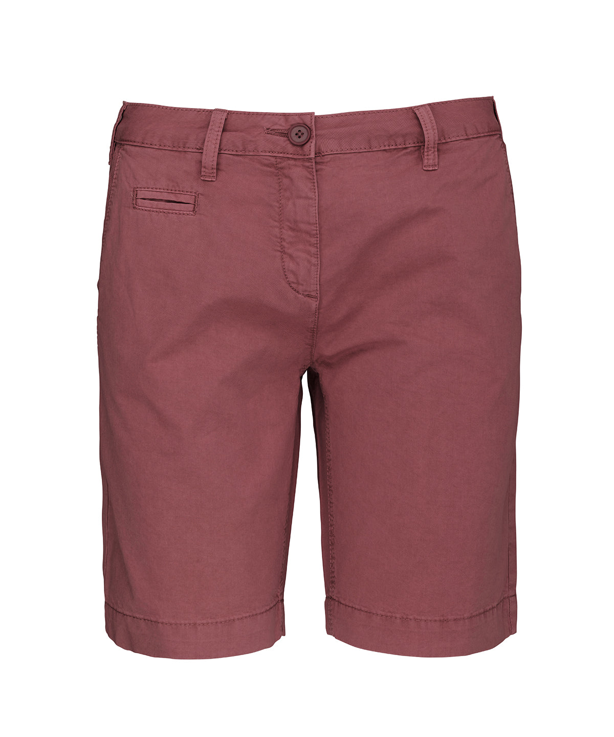 Tryck din logga på Shorts från Kariban - Anpassa Bermudashorts med tvättad effekt för damer i färgen Mellan röd för företag, föreningar och privatpersoner