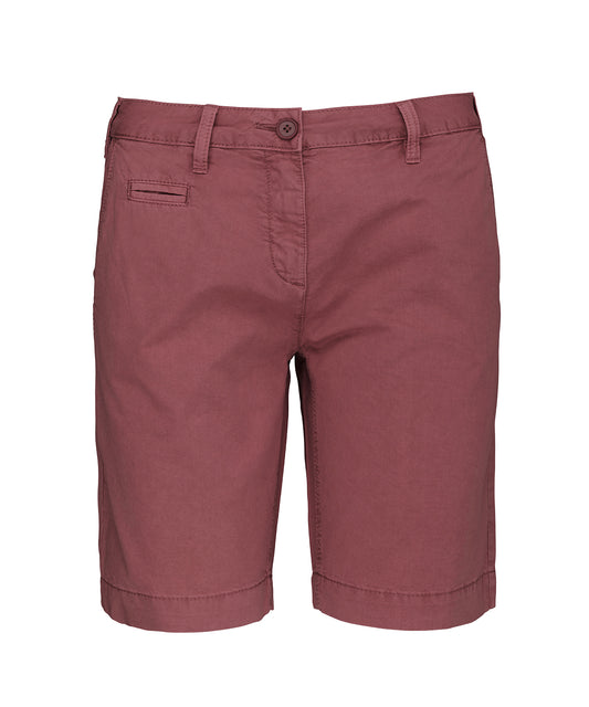 Tryck din logga på Shorts från Kariban - Anpassa Bermudashorts med tvättad effekt för damer i färgen Mellan röd för företag, föreningar och privatpersoner