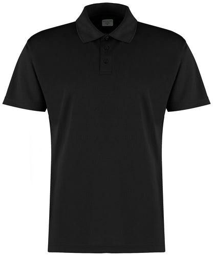 Tryck din logga på Piké från Kustom Kit - Anpassa Cooltex Plus Micro-Mesh Polo i färgen Svart för företag, föreningar och privatpersoner
