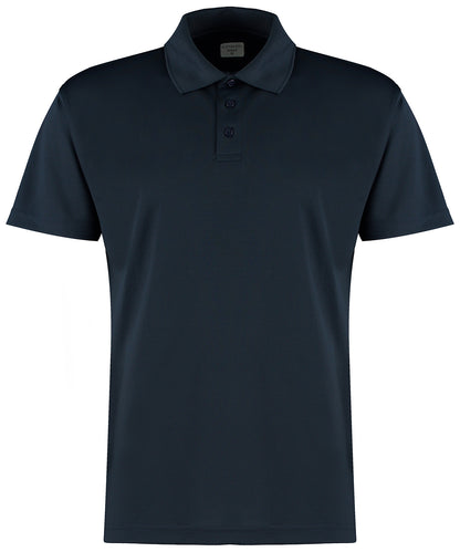 Tryck din logga på Piké från Kustom Kit - Anpassa Cooltex Plus Micro-Mesh Polo i färgen Marinblå för företag, föreningar och privatpersoner