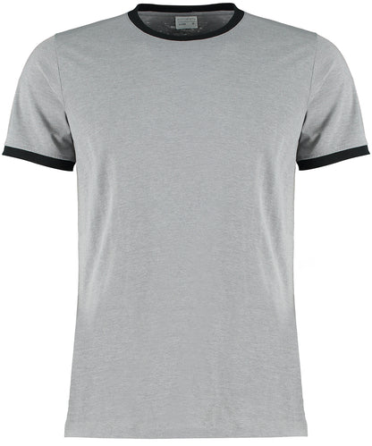 Tryck din logga på T-shirts från Kustom Kit - Anpassa Fashion Fit Ring Spun T-Shirt i färgen Ljusgrå för företag, föreningar och privatpersoner