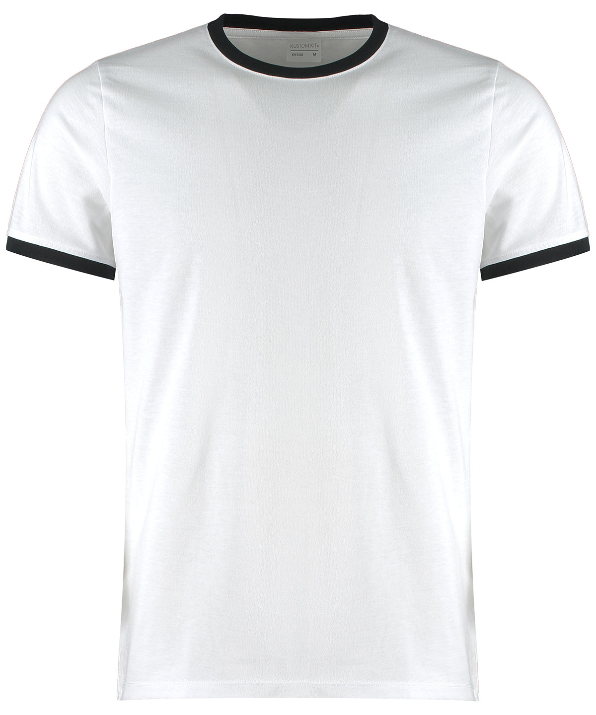 Tryck din logga på T-shirts från Kustom Kit - Anpassa Fashion Fit Ring Spun T-Shirt i färgen Vit för företag, föreningar och privatpersoner