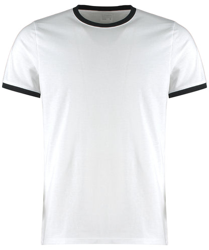 Tryck din logga på T-shirts från Kustom Kit - Anpassa Fashion Fit Ring Spun T-Shirt i färgen Vit för företag, föreningar och privatpersoner