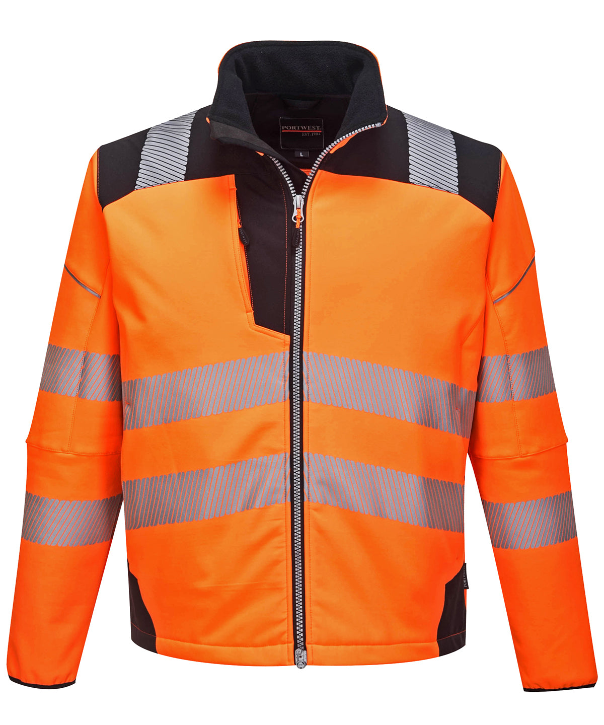 Tryck din logga på Softshelljackor från Portwest - Anpassa PW3 Hi-vis softshelljacka i färgen Mellan Orange för företag, föreningar och privatpersoner