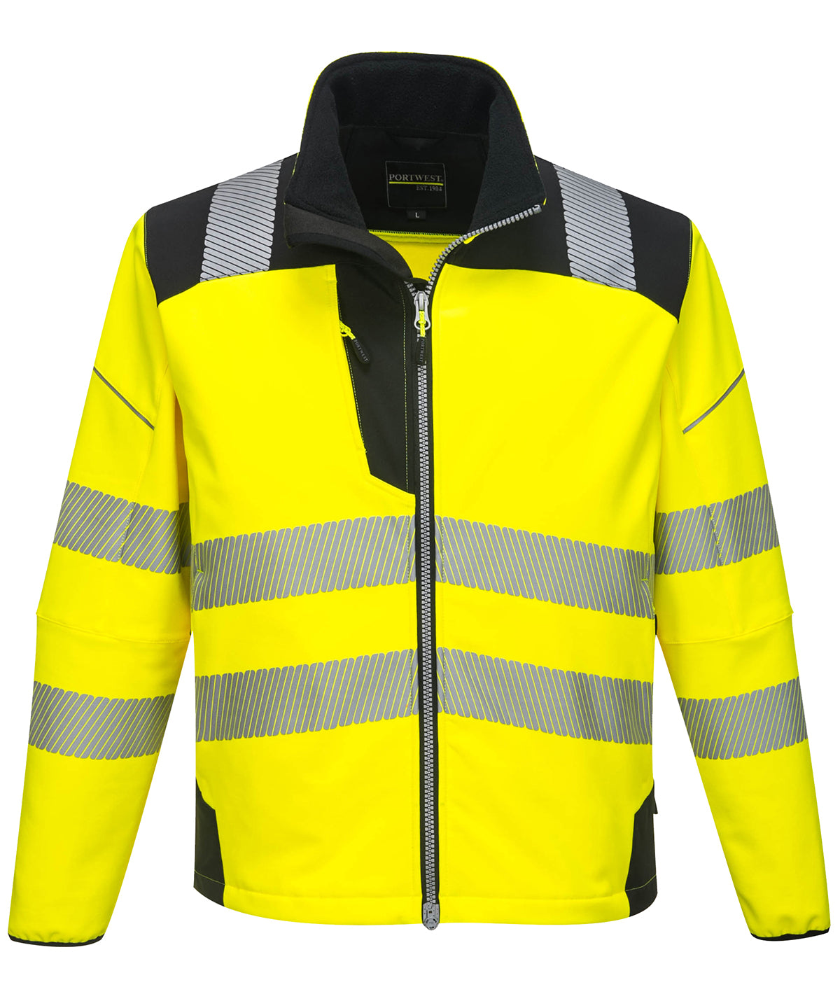 Tryck din logga på Softshelljackor från Portwest - Anpassa PW3 Hi-vis softshelljacka i färgen Neon gul för företag, föreningar och privatpersoner