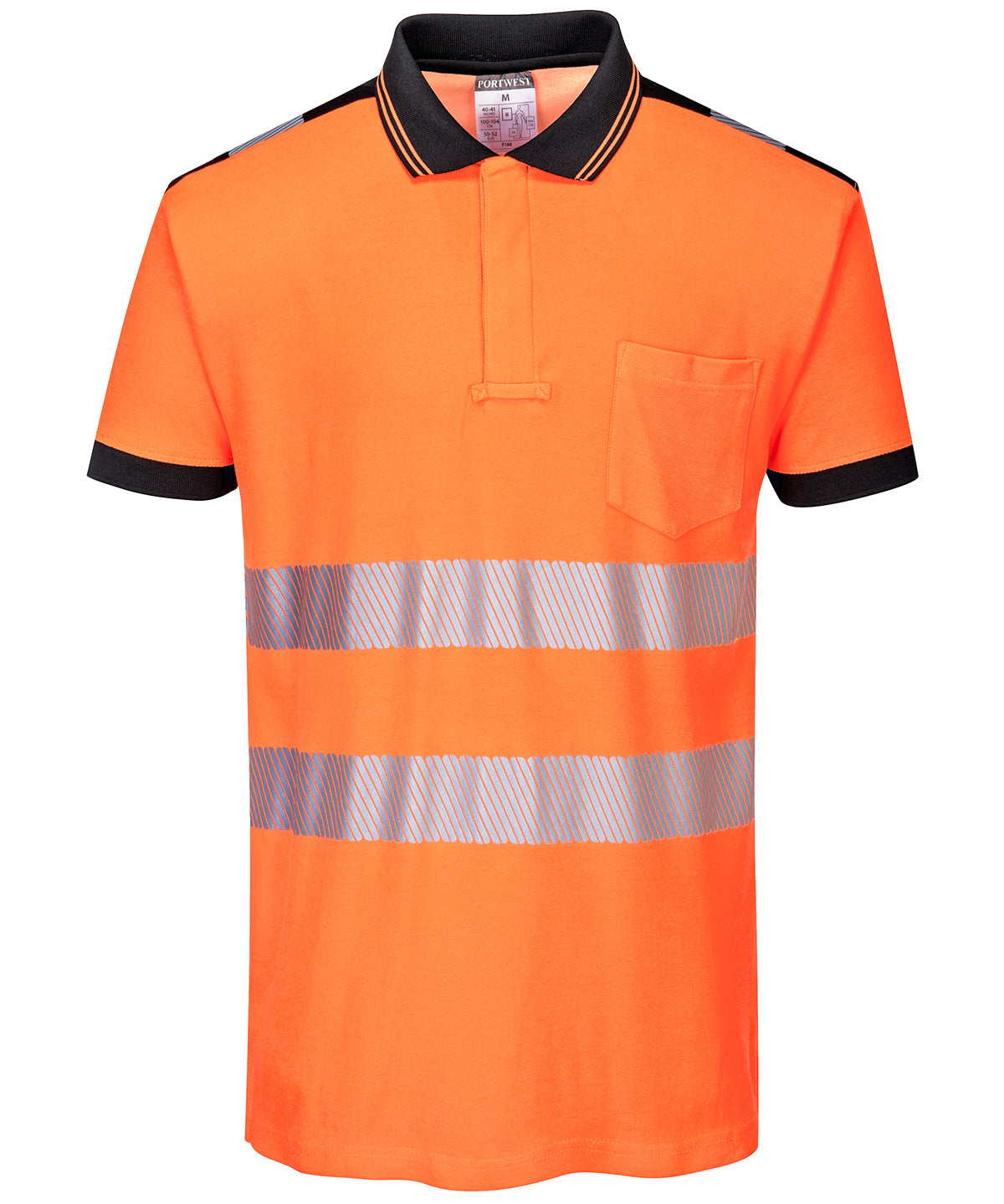 Tryck din logga på Piké från Portwest - Anpassa PW3 Hi-Vis Piké i färgen Mellan Orange för företag, föreningar och privatpersoner