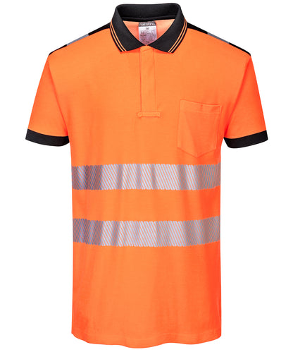 Tryck din logga på Piké från Portwest - Anpassa PW3 Hi-Vis Piké i färgen Mellan Orange för företag, föreningar och privatpersoner