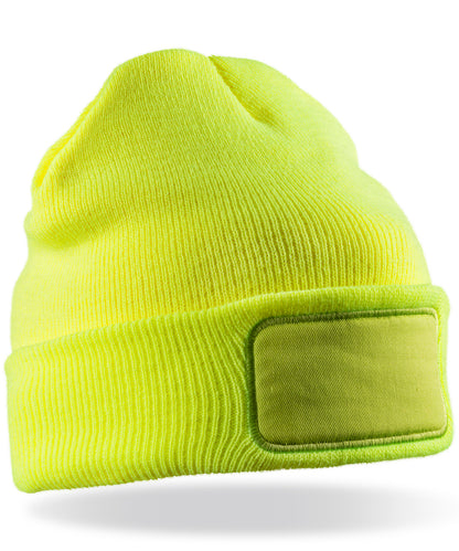 Tryck din logga på Mössor från Result Winter Essentials - Anpassa Mössa med dubbelstickade Thinsulate-skrivare i färgen Neon gul One Size för företag, föreningar och privatpersoner
