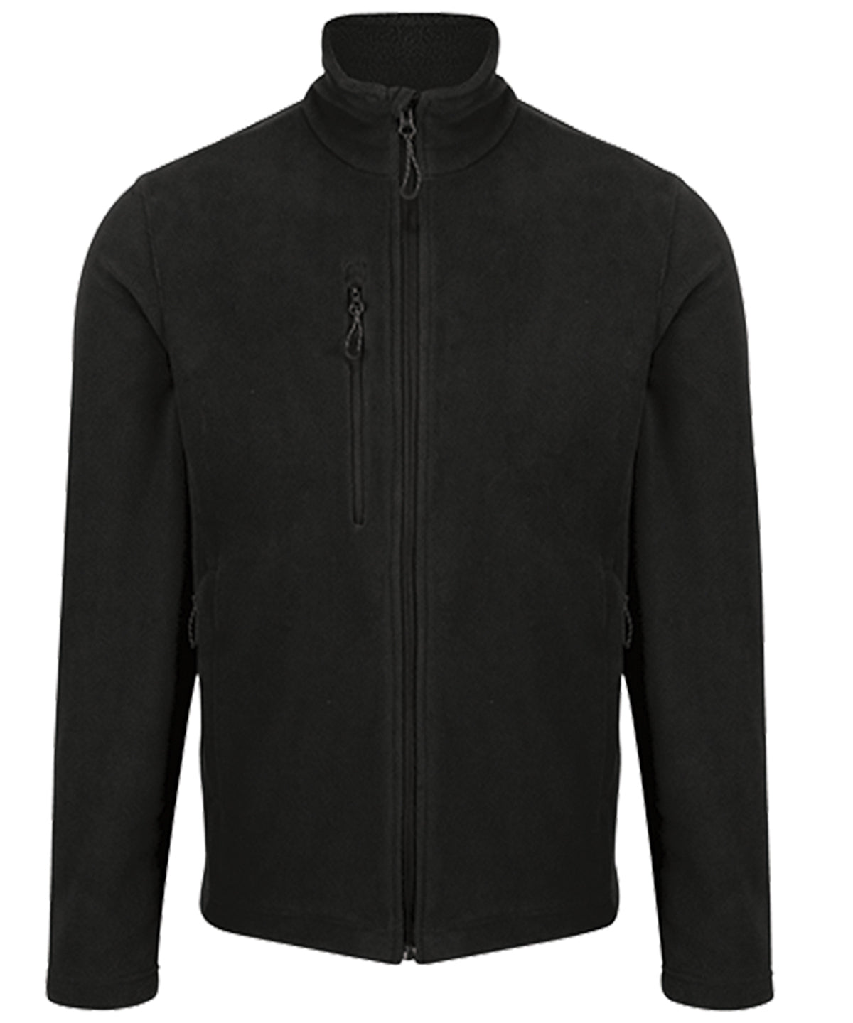 Tryck din logga på Fleece från Regatta Honestly Made - Anpassa Honestly Made återvunnen fleece med hel dragkedja i färgen Svart för företag, föreningar och privatpersoner