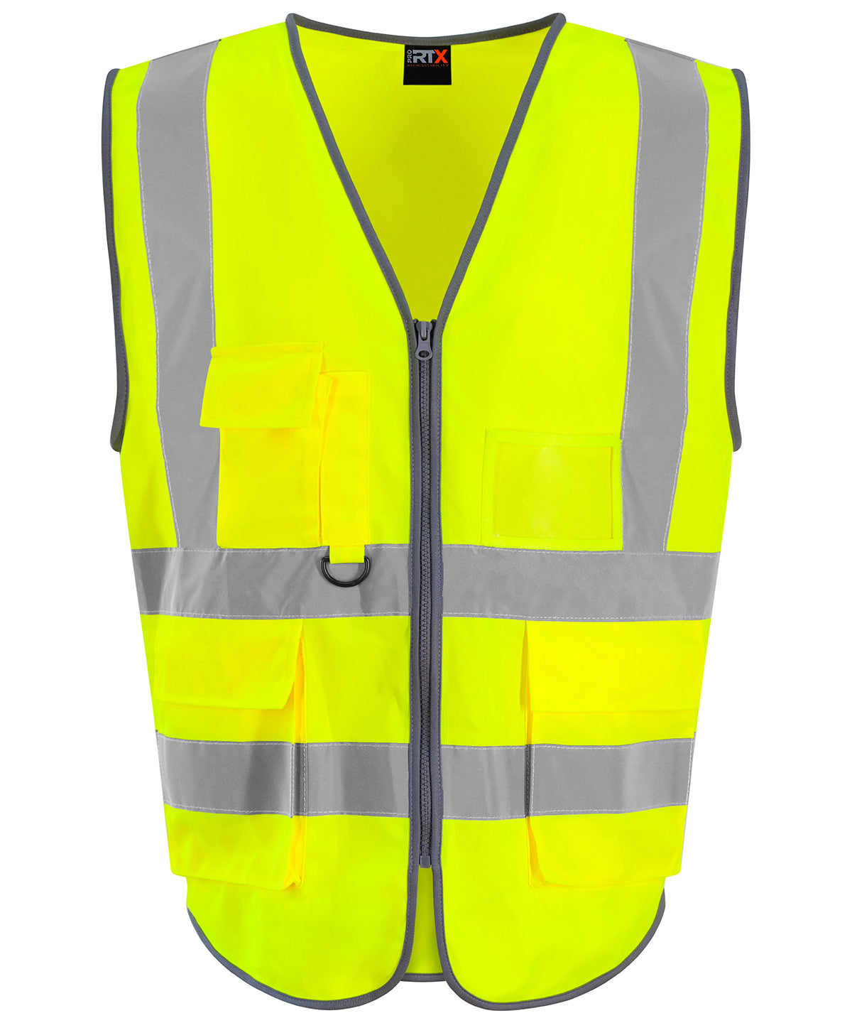 Tryck din logga på Skyddsvästar från ProRTX High Visibility - Anpassa Executive väst i färgen Neon gul för företag, föreningar och privatpersoner