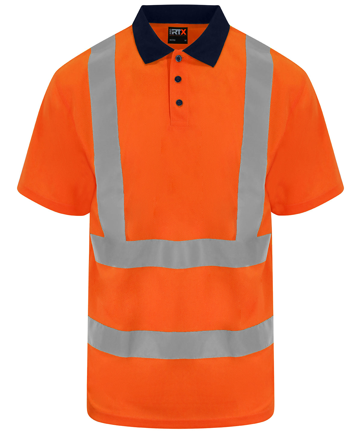 Tryck din logga på Piké från ProRTX High Visibility - Anpassa High Vis Polo i färgen Neon orange för företag, föreningar och privatpersoner