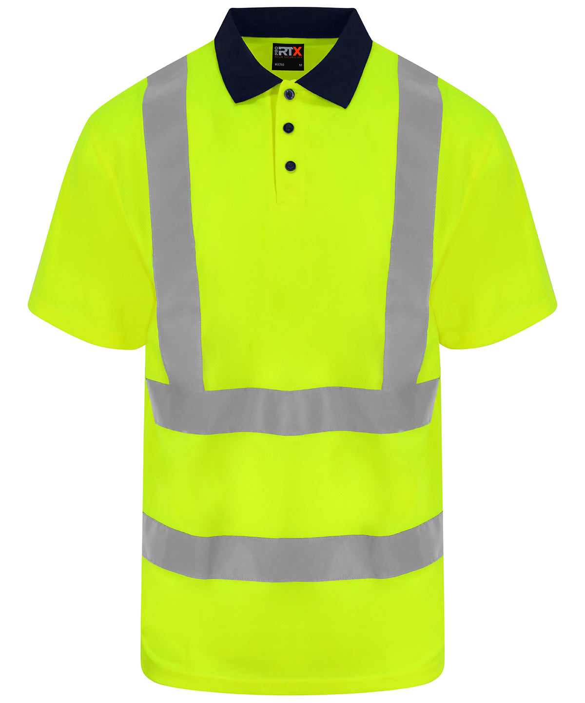 Tryck din logga på Piké från ProRTX High Visibility - Anpassa High Vis Polo i färgen Neon gul för företag, föreningar och privatpersoner