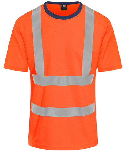 Tryck din logga på T-shirts från ProRTX High Visibility - Anpassa T-shirt med hög synlighet -Herr i färgen Neon orange för företag, föreningar och privatpersoner