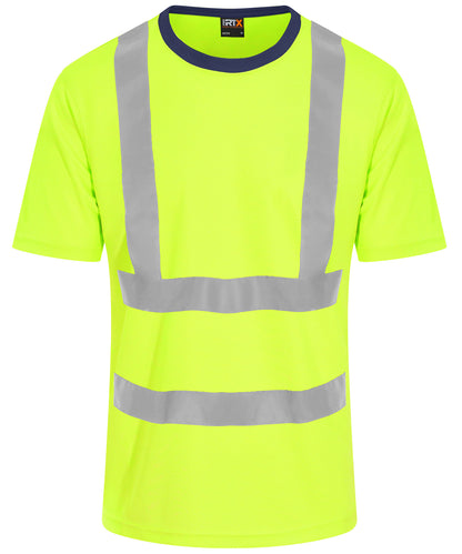 Tryck din logga på T-shirts från ProRTX High Visibility - Anpassa T-shirt med hög synlighet -Herr i färgen Neon gul för företag, föreningar och privatpersoner