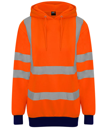 Tryck din logga på Hoodies från ProRTX High Visibility - Anpassa Luvtröja med hög synlighet i färgen Neon orange för företag, föreningar och privatpersoner