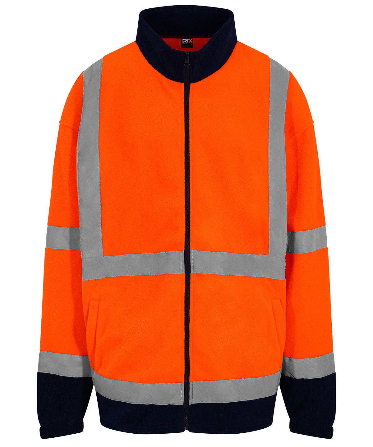 Tryck din logga på Fleece från ProRTX High Visibility - Anpassa Fleece med full dragkedja och hög synlighet i färgen Neon orange för företag, föreningar och privatpersoner