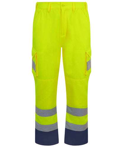 Tryck din logga på Byxor från ProRTX High Visibility - Anpassa Cargobyxor i färgen Neon gul för företag, föreningar och privatpersoner