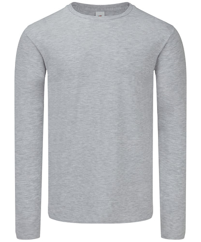 Tryck din logga på T-shirts från Fruit of the Loom - Anpassa Iconic 150 Klassisk Långärmad T-shirt – Unisex i färgen Ljunggrå för företag, föreningar och privatpersoner