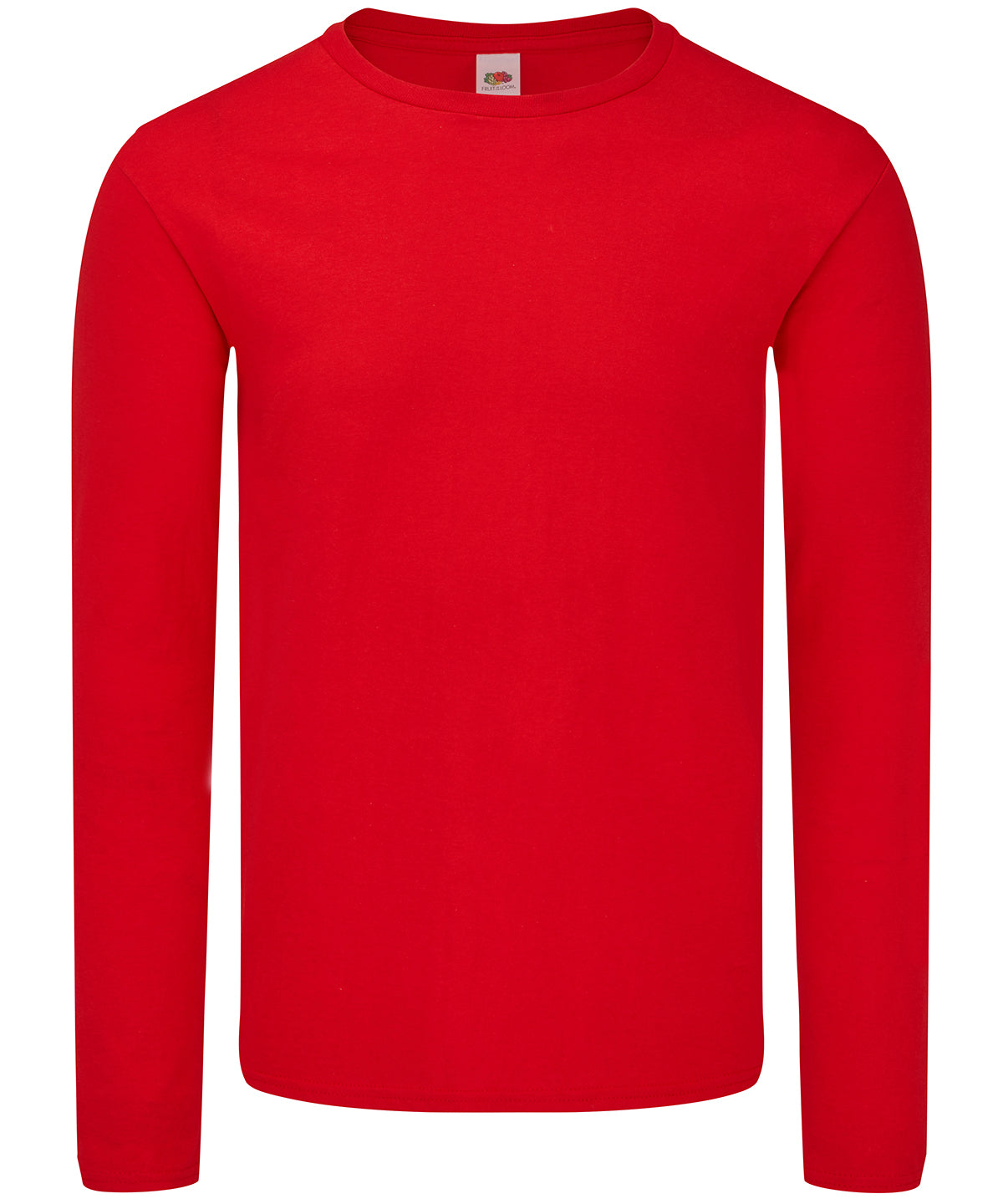 Tryck din logga på T-shirts från Fruit of the Loom - Anpassa Iconic 150 Klassisk Långärmad T-shirt – Unisex i färgen Mellan röd XL för företag, föreningar och privatpersoner