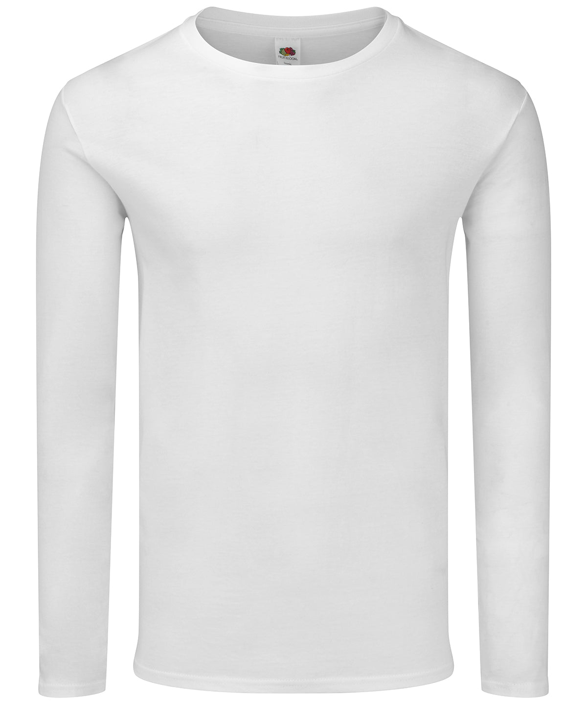 Tryck din logga på T-shirts från Fruit of the Loom - Anpassa Iconic 150 Klassisk Långärmad T-shirt – Unisex i färgen Vit för företag, föreningar och privatpersoner