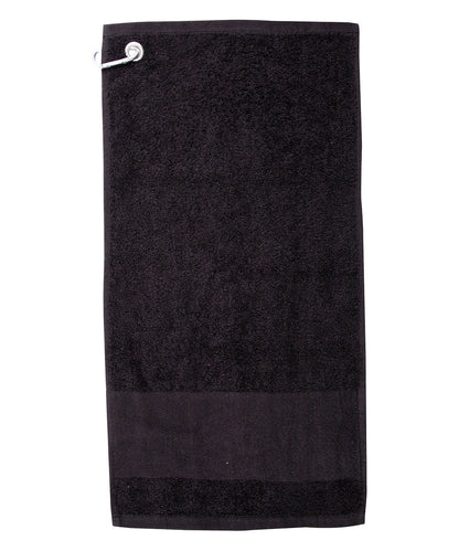 Tryck din logga på Handdukar från Towel City - Anpassa Golfhandduk med tryckbar kant i färgen Svart One Size för företag, föreningar och privatpersoner