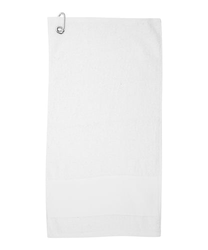 Tryck din logga på Handdukar från Towel City - Anpassa Golfhandduk med tryckbar kant i färgen Vit One Size för företag, föreningar och privatpersoner