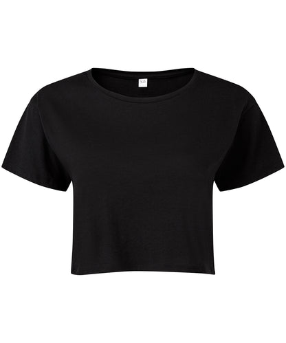 Tryck din logga på T-shirts från TriDri - Anpassa TriDri crop top för damer i färgen Svart för företag, föreningar och privatpersoner