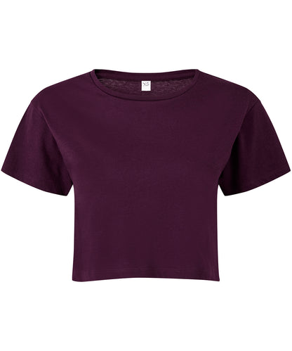Tryck din logga på T-shirts från TriDri - Anpassa TriDri crop top för damer i färgen Mörk lila för företag, föreningar och privatpersoner