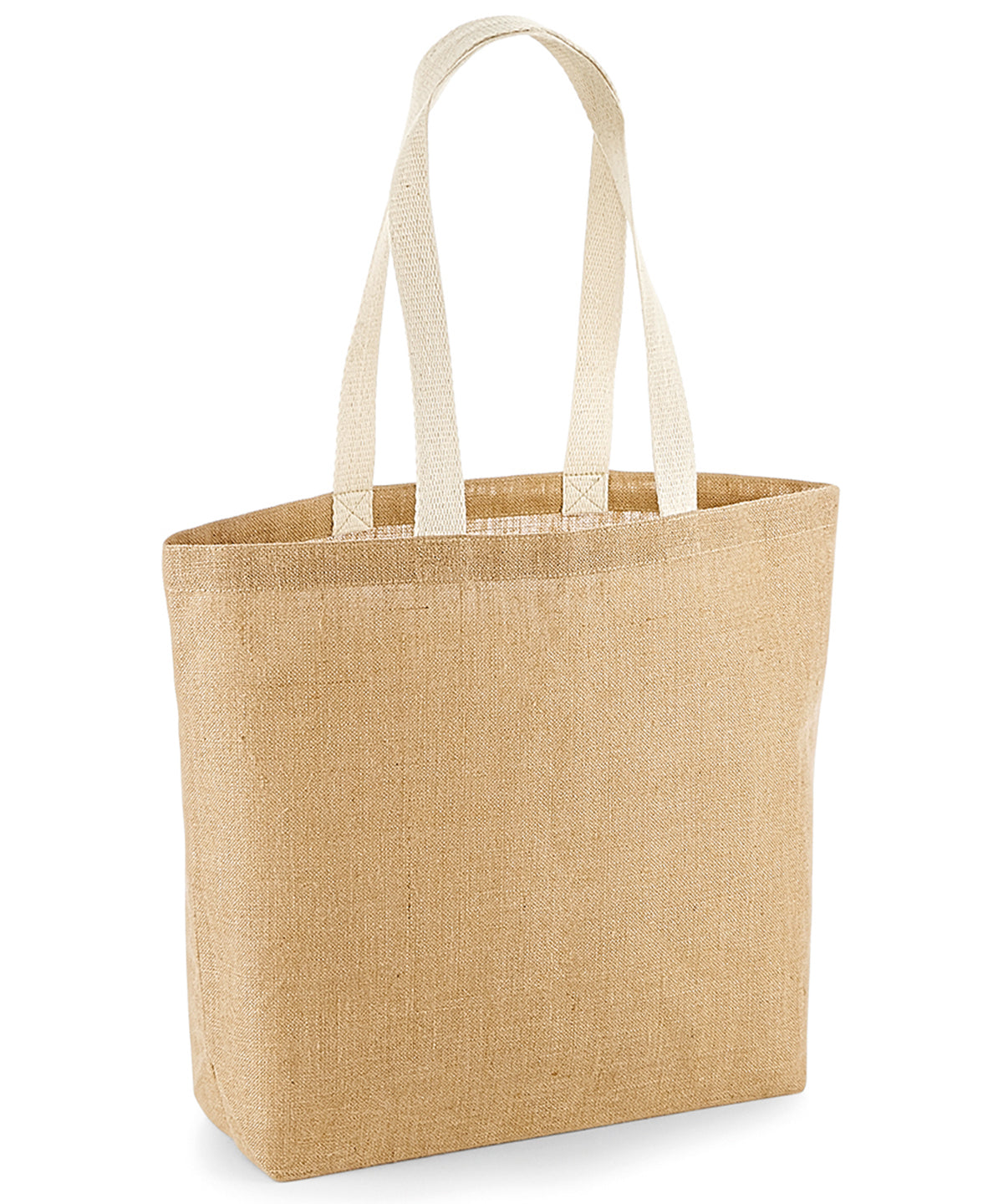 Tryck din logga på Väskor från Westford Mill - Anpassa Unlaminated Jute Shopper i färgen Naturligt One Size för företag, föreningar och privatpersoner