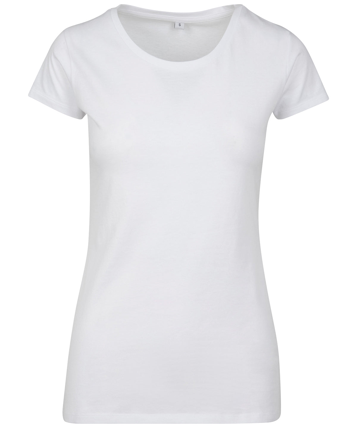 Tryck din logga på T-shirts från Build Your Brand - Anpassa Merch T-Shirt - Dam i färgen Vit för företag, föreningar och privatpersoner
