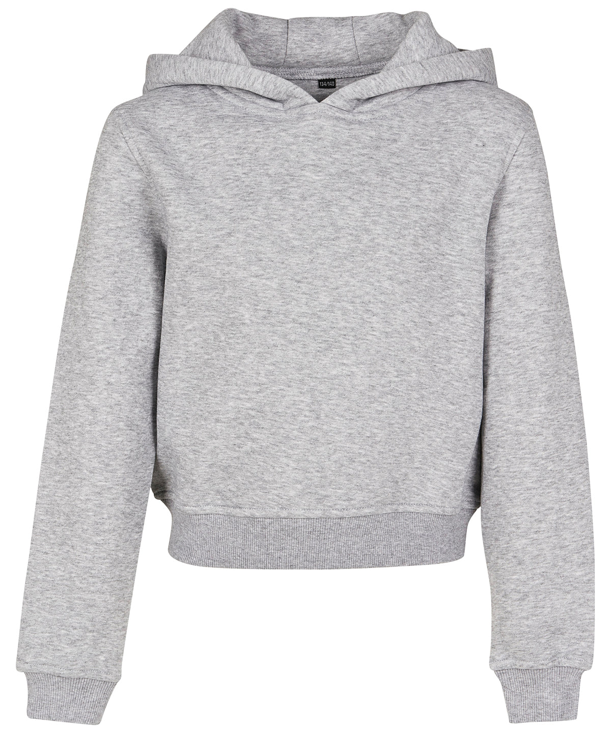 Tryck din logga på Hoodies från Build Your Brand - Anpassa Build Your Brand - Cropped Sweatshirt Hoodie för Flickor i färgen Ljunggrå för företag, föreningar och privatpersoner