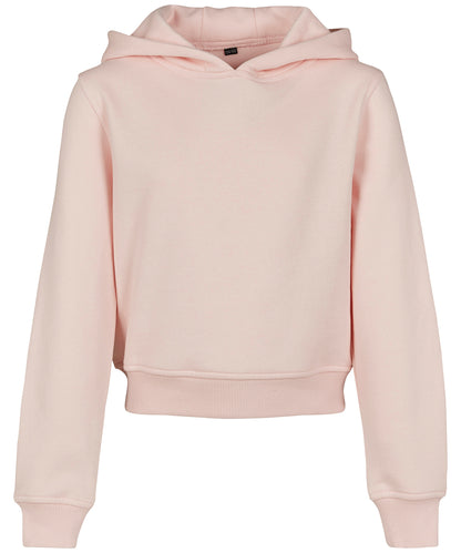 Tryck din logga på Hoodies från Build Your Brand - Anpassa Build Your Brand - Cropped Sweatshirt Hoodie för Flickor i färgen Ljusrosa för företag, föreningar och privatpersoner