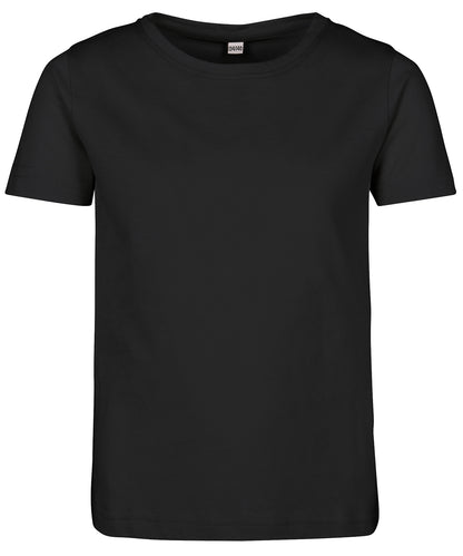 Tryck din logga på T-shirts från Build Your Brand - Anpassa Girls Short Sleeve Tee - Barn i färgen Svart för företag, föreningar och privatpersoner
