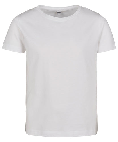Tryck din logga på T-shirts från Build Your Brand - Anpassa Girls Short Sleeve Tee - Barn i färgen Vit för företag, föreningar och privatpersoner