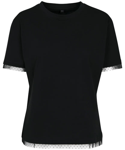 Tryck din logga på T-shirts från Build Your Brand - Anpassa Laces Tee - Dam i färgen Svart för företag, föreningar och privatpersoner
