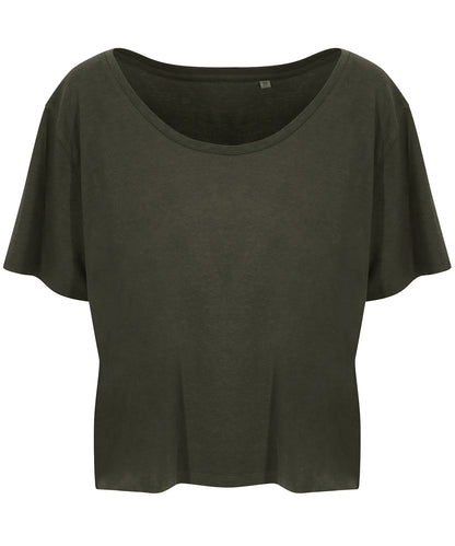 Tryck din logga på T-shirts från AWDis Ecologie - Anpassa Daintree EcoViscose T-shirt - Dam i färgen Oliv för företag, föreningar och privatpersoner