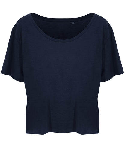 Tryck din logga på T-shirts från AWDis Ecologie - Anpassa Daintree EcoViscose T-shirt - Dam i färgen Marinblå för företag, föreningar och privatpersoner