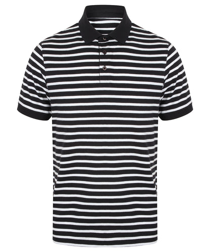 Tryck din logga på Piké från Front Row - Anpassa Striped Jersey Polo i färgen Randigt för företag, föreningar och privatpersoner