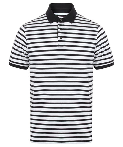 Tryck din logga på Piké från Front Row - Anpassa Striped Jersey Polo i färgen Vit för företag, föreningar och privatpersoner