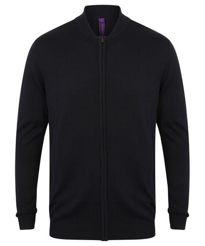 Tryck din logga på Koftor från Henbury - Anpassa Unisex cardigan med genomgående dragkedja i färgen Marinblå för företag, föreningar och privatpersoner